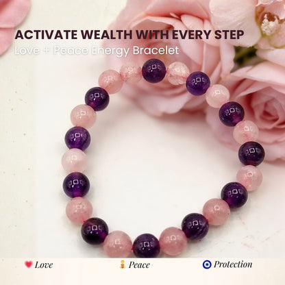 Rose Quartz and Amethyst Bracelet For Mind Healing And Love, Romance, Relationship - plusvalueindia