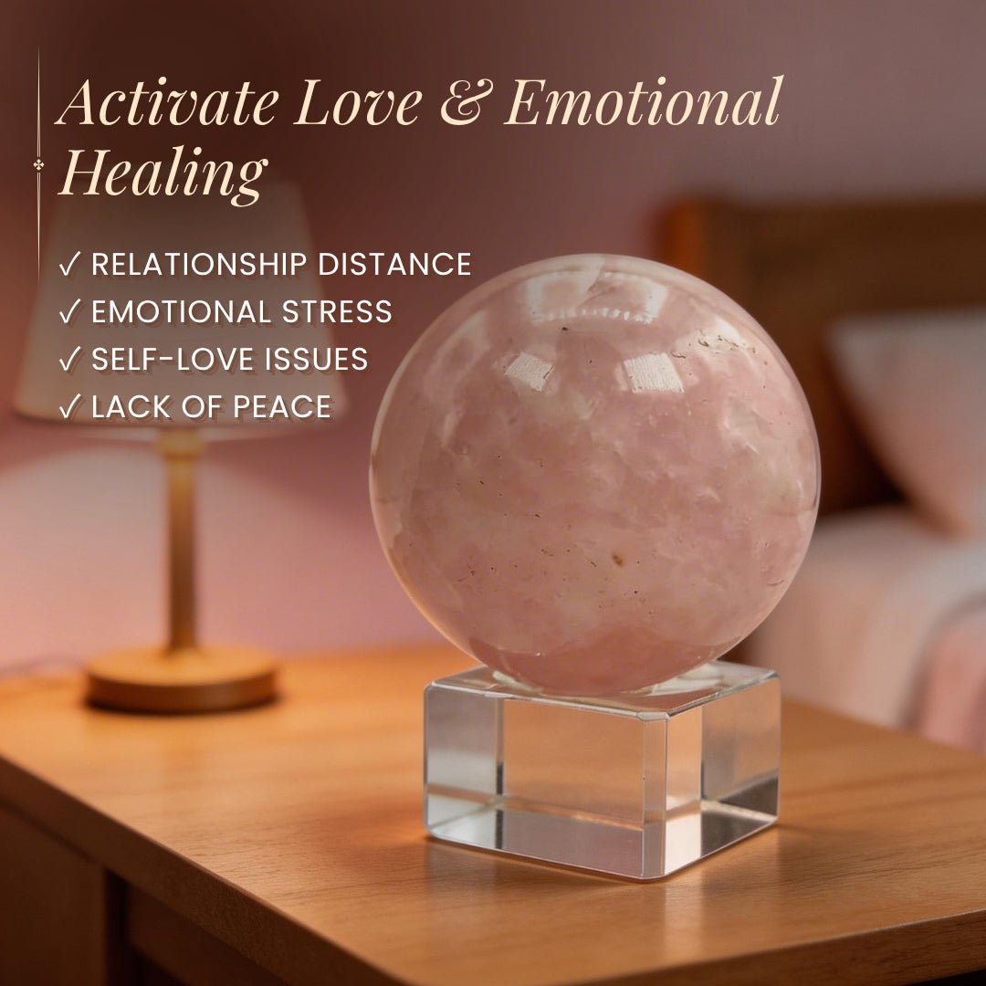 Rose Quartz Ball Sphere - Love, Relationship, Marriage, Couples - plusvalueindia