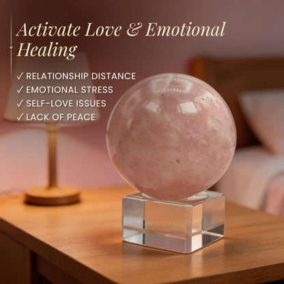 Rose Quartz Ball Sphere - Love, Relationship, Marriage, Couples - plusvalueindia