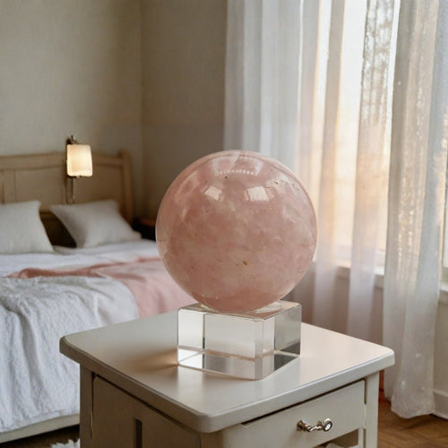 Rose Quartz Ball Sphere - Love, Relationship, Marriage, Couples - plusvalueindia