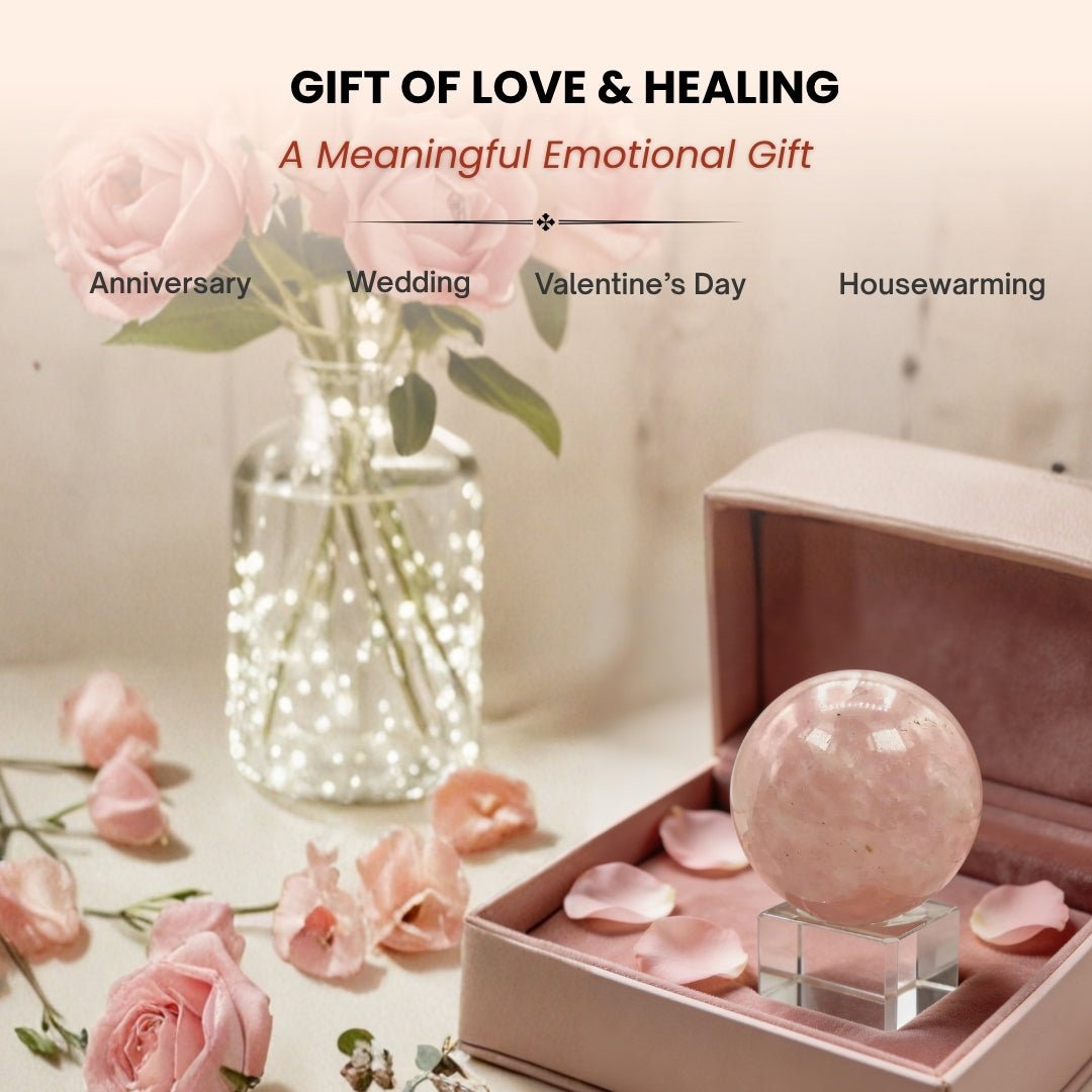 Rose Quartz Ball Sphere - Love, Relationship, Marriage, Couples - plusvalueindia