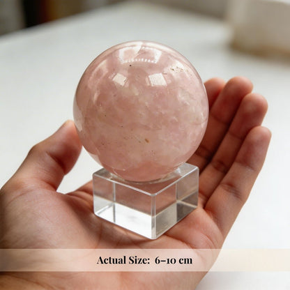 Rose Quartz Ball Sphere - Love, Relationship, Marriage, Couples - plusvalueindia