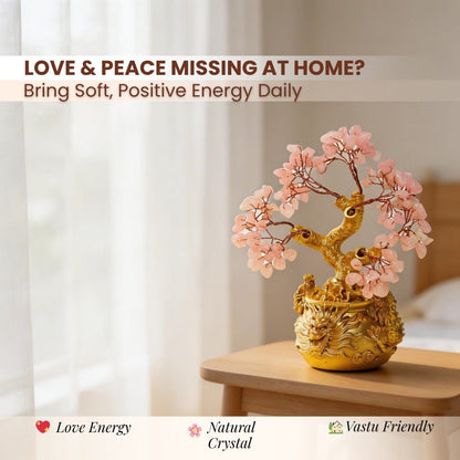 Rose Quartz Crystal Tree for Love & Self - Love Showpiece for Bedroom, & Vastu Gift - plusvalueindia