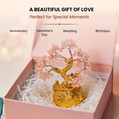 Rose Quartz Crystal Tree for Love & Self - Love Showpiece for Bedroom, & Vastu Gift - plusvalueindia