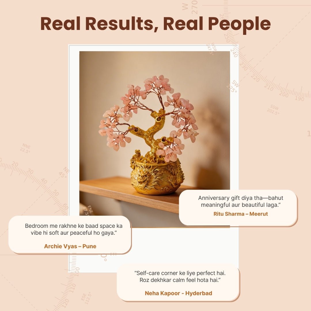 Rose Quartz Crystal Tree for Love & Self - Love Showpiece for Bedroom, & Vastu Gift - plusvalueindia