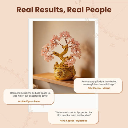 Rose Quartz Crystal Tree for Love & Self - Love Showpiece for Bedroom, & Vastu Gift - plusvalueindia