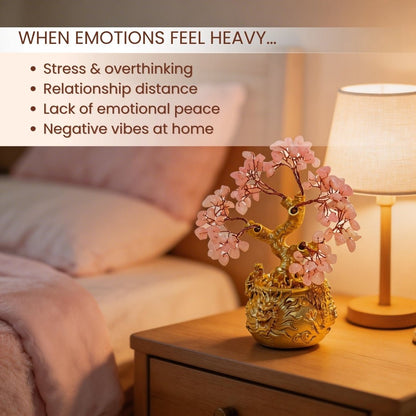 Rose Quartz Crystal Tree for Love & Self - Love Showpiece for Bedroom, & Vastu Gift - plusvalueindia