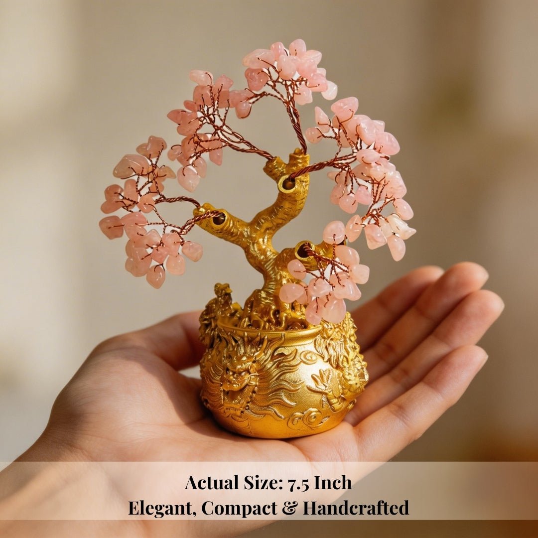 Rose Quartz Crystal Tree for Love & Self - Love Showpiece for Bedroom, & Vastu Gift - plusvalueindia