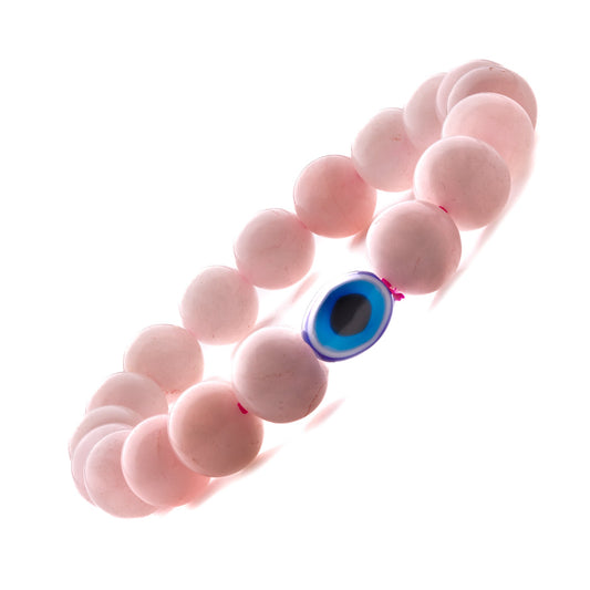 rose quartz evil eye bracelet 10mm beads