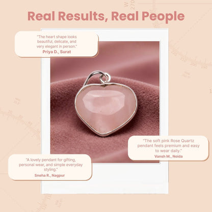 rose quartz heart pendant presented as a meaningful jewellery gift