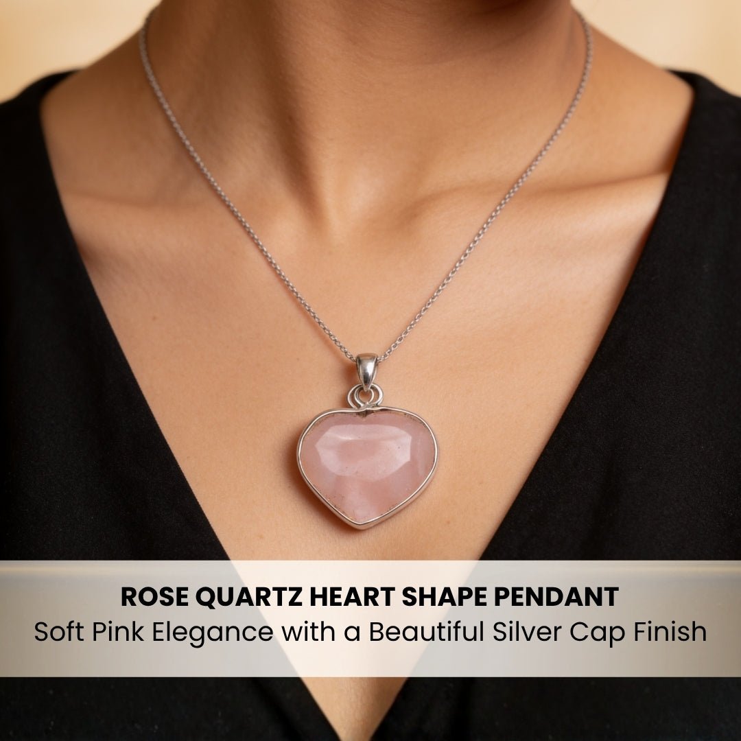 rose quartz heart shape pendant approximately 1 inch