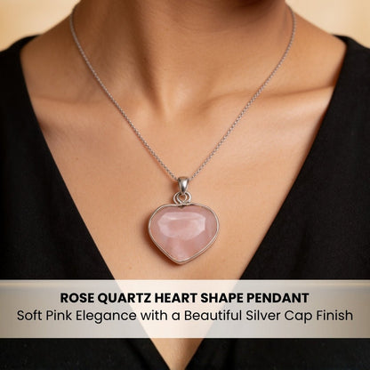 rose quartz heart shape pendant approximately 1 inch