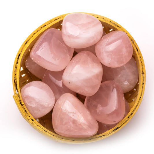 rose quartz tumble pebble 200gm basket