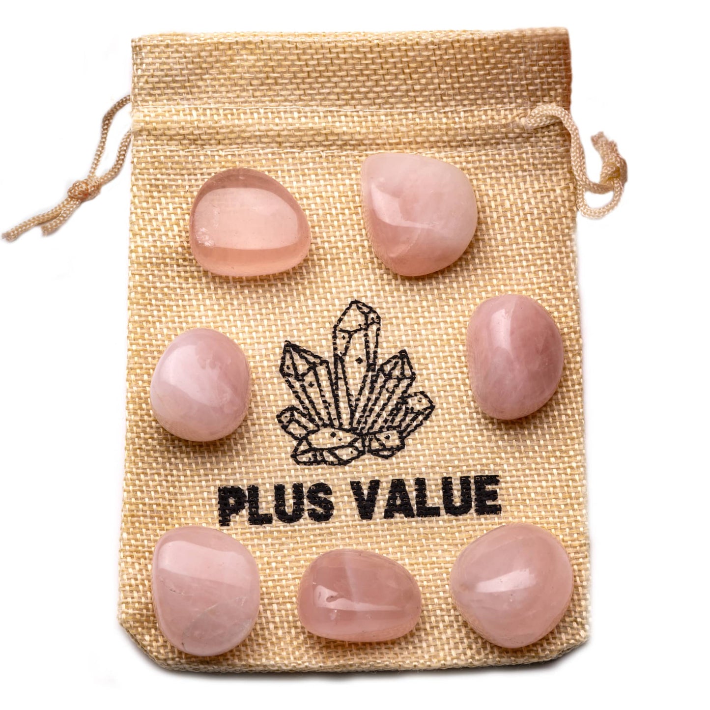 rose quartz tumble pebble stone 100gm jute bag