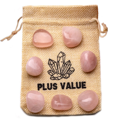 rose quartz tumble pebble stone 100gm jute bag