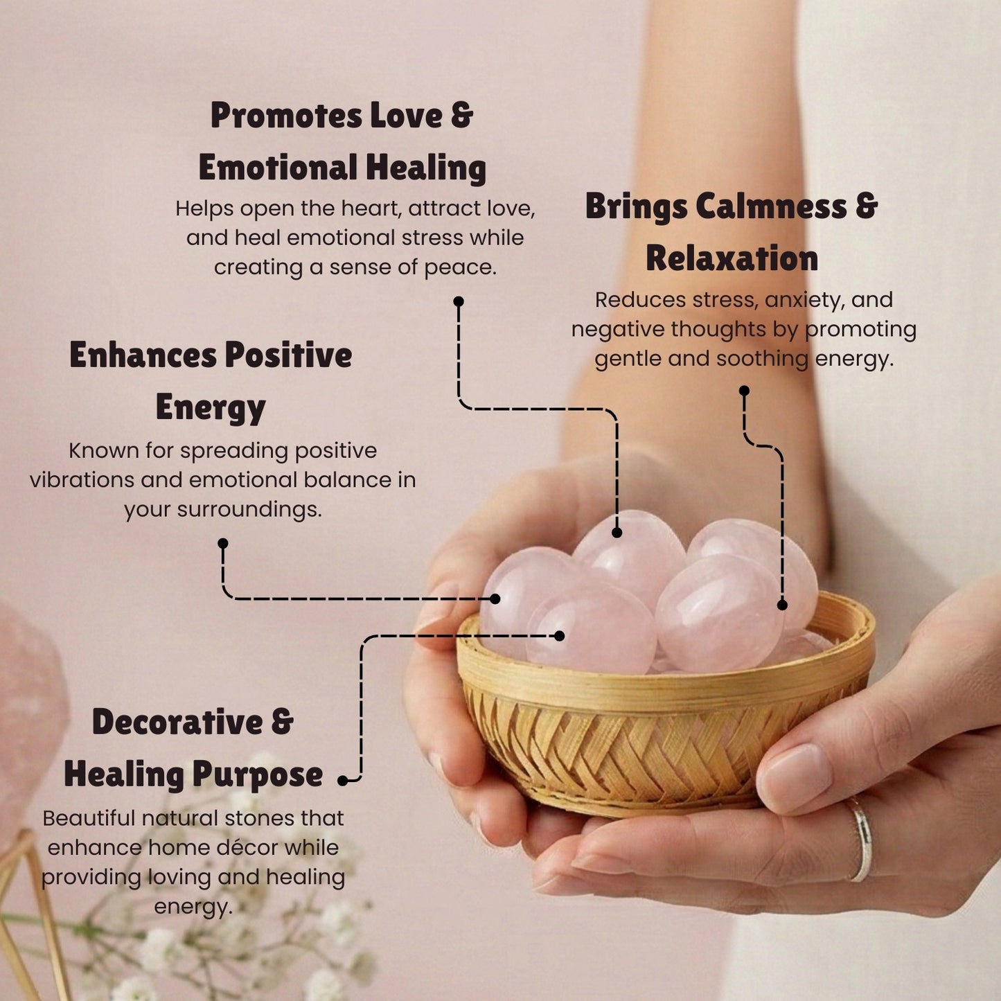 Rose Quartz Tumbled AAA+ Stone Pebbles - plusvalueindia