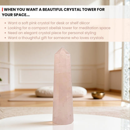 rose quartz wand measuring approximately 2 to 3 inches