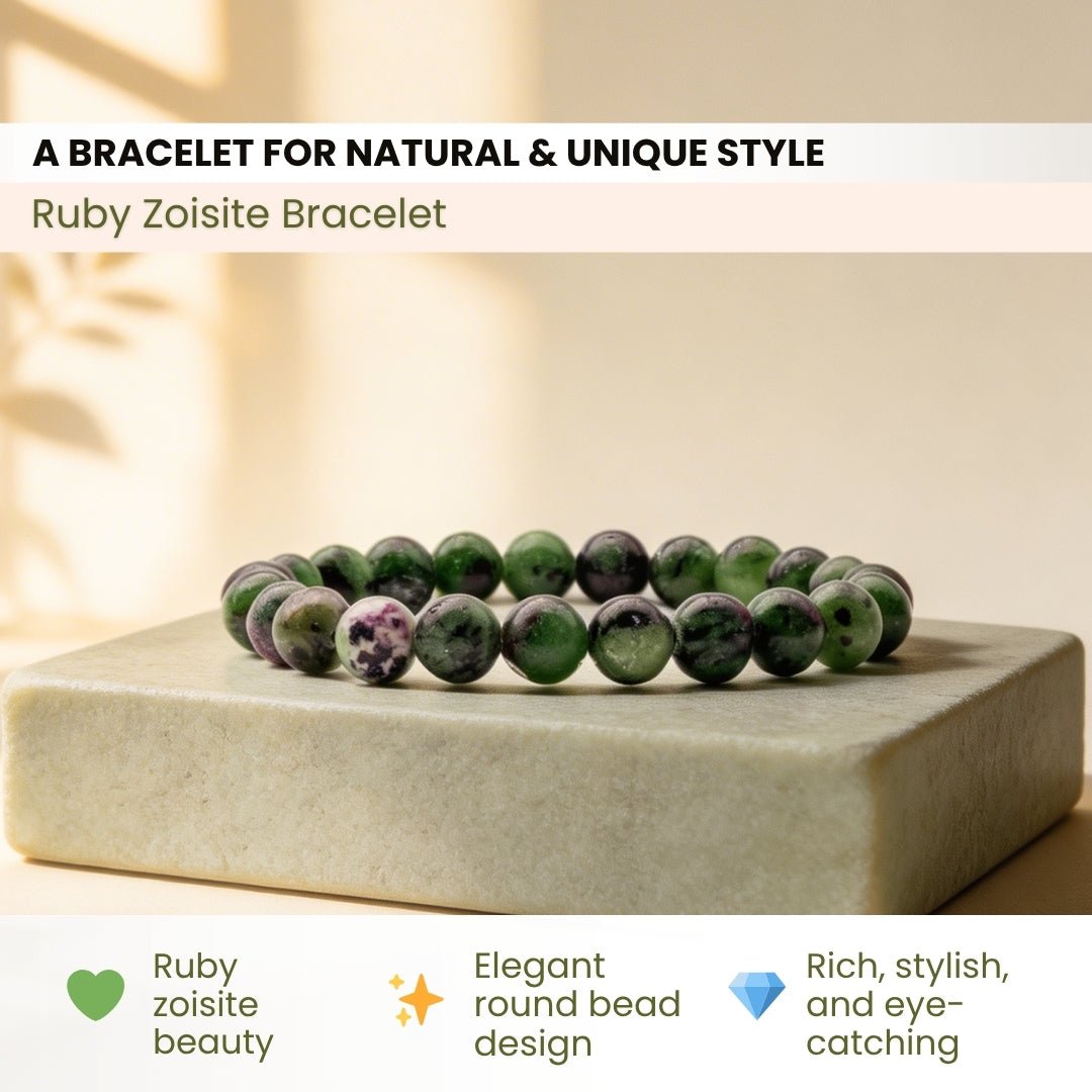 Ruby Zoisite Bracelet for Creativity & Positivity - plusvalueindia