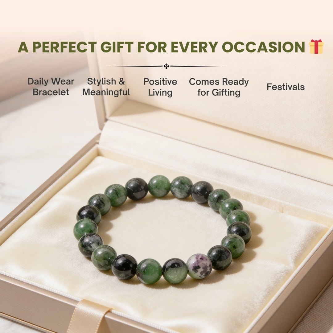 Ruby Zoisite Bracelet for Creativity & Positivity - plusvalueindia