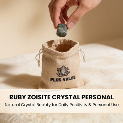 ruby zoisite pocket stone held in the palm during meditation