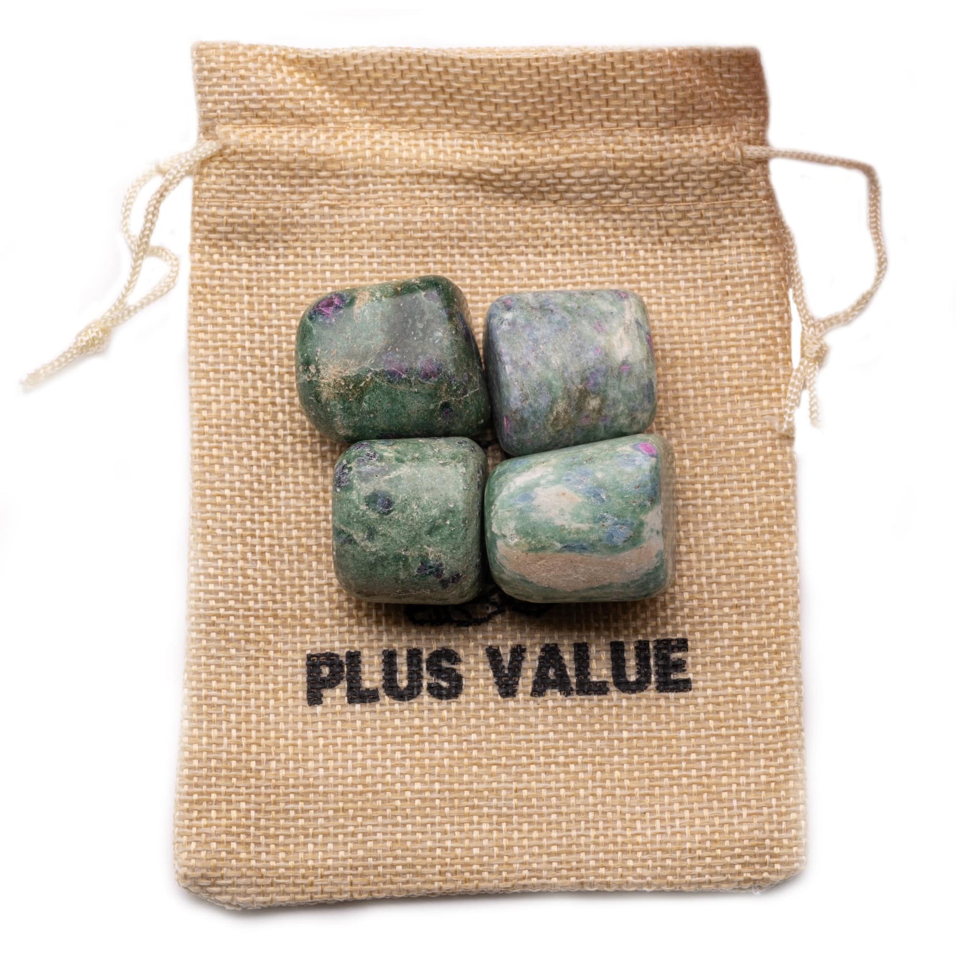 ruby zoisite tumble pebble stone 100gm jute bag