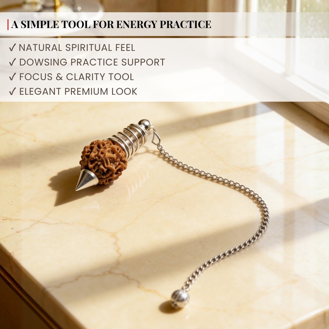 Rudraksha Dowsing Pendulum With Free 4 Dowsing Charts & Jute Bag - plusvalueindia