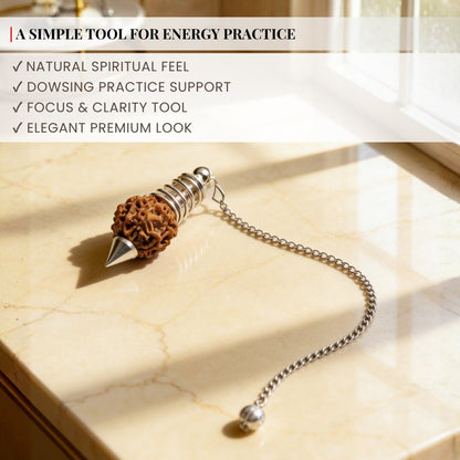 Rudraksha Dowsing Pendulum With Free 4 Dowsing Charts & Jute Bag - plusvalueindia