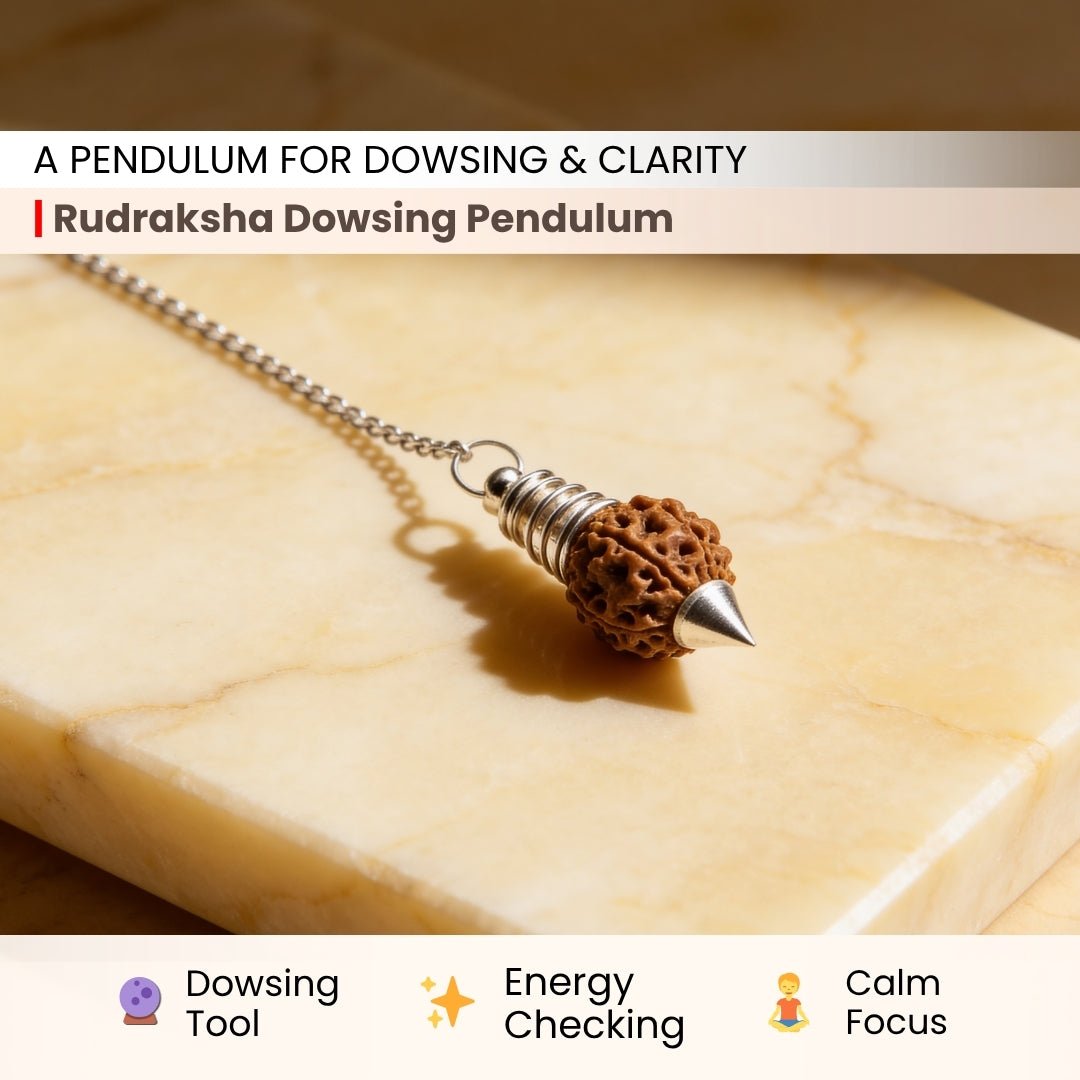 Rudraksha Dowsing Pendulum With Free 4 Dowsing Charts & Jute Bag - plusvalueindia