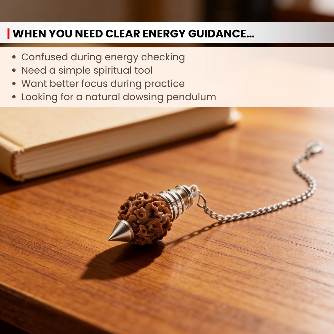 Rudraksha Dowsing Pendulum With Free 4 Dowsing Charts & Jute Bag - plusvalueindia