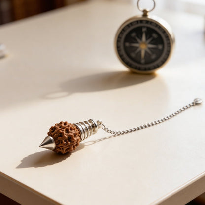 Rudraksha Dowsing Pendulum With Free 4 Dowsing Charts & Jute Bag - plusvalueindia