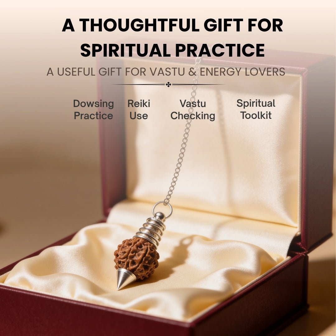 Rudraksha Dowsing Pendulum With Free 4 Dowsing Charts & Jute Bag - plusvalueindia