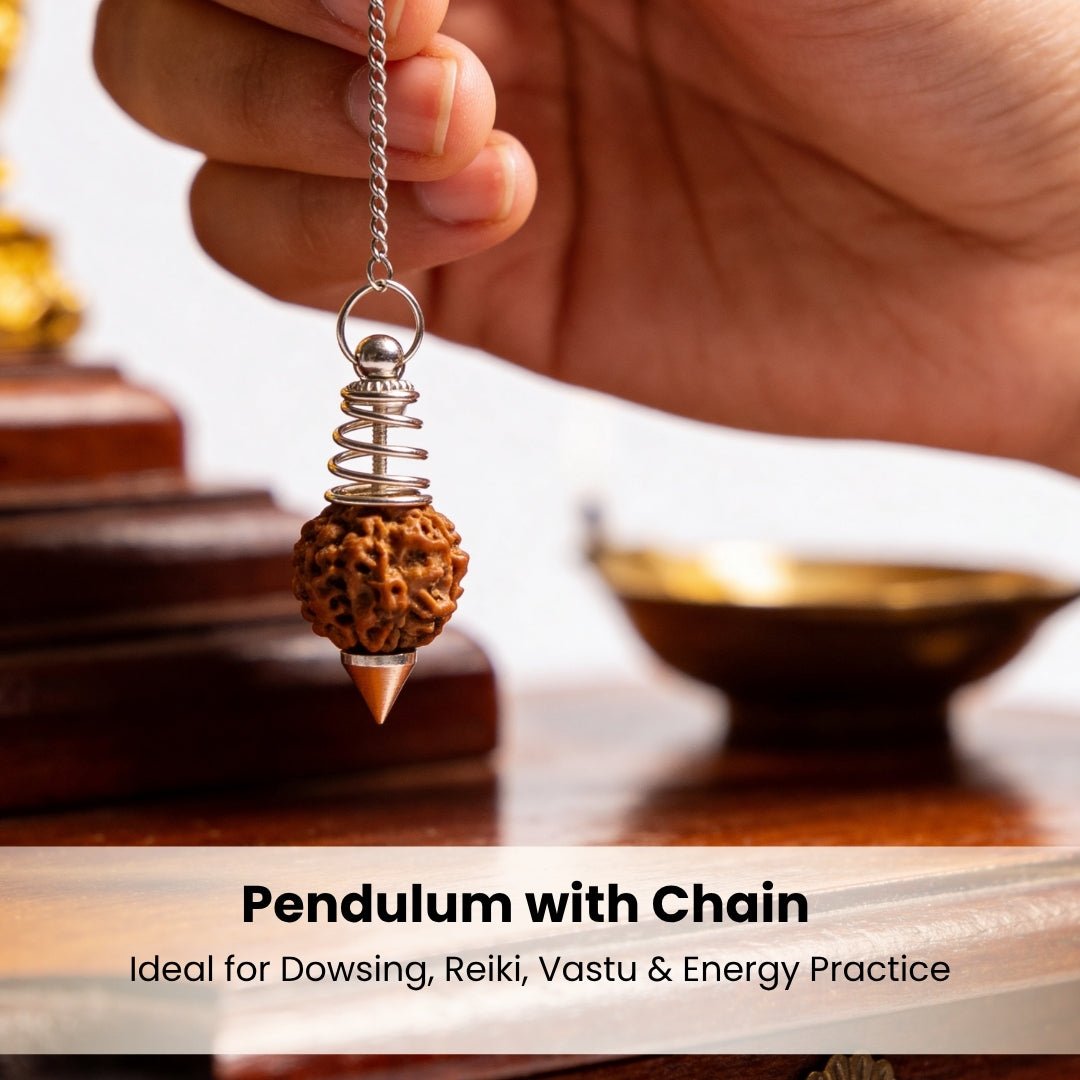 Rudraksha Dowsing Pendulum With Free 4 Dowsing Charts & Jute Bag - plusvalueindia