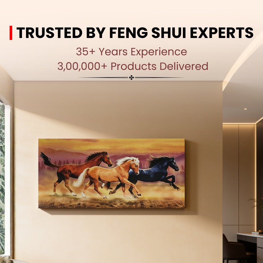 Running Three Horses - Vastu & Feng Shui Canvas Print, Paintings For Home Living Room & Bedroom Decor - plusvalueindia