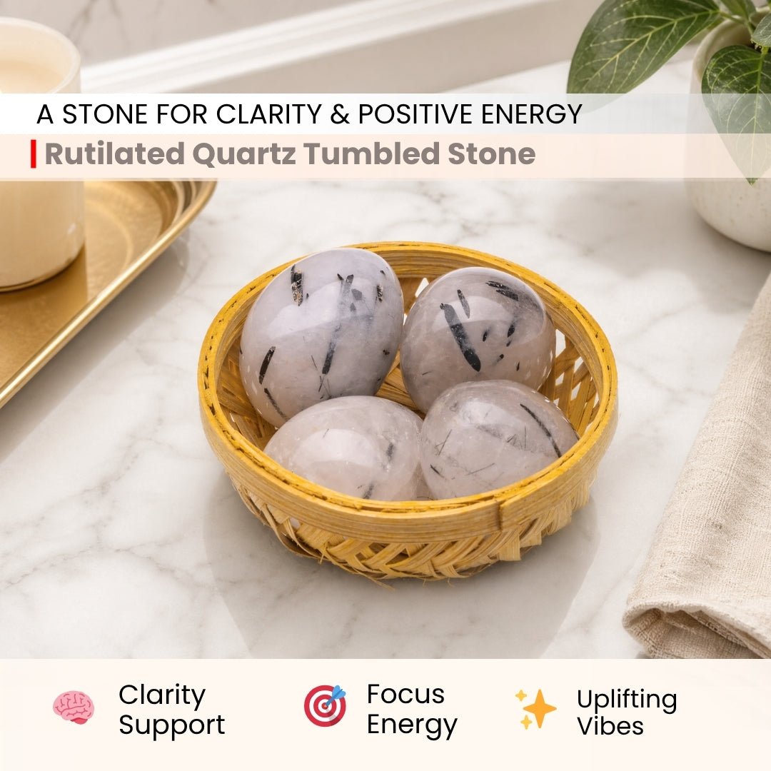 Rutilated Quartz Tumbled Stone Pebbles - plusvalueindia