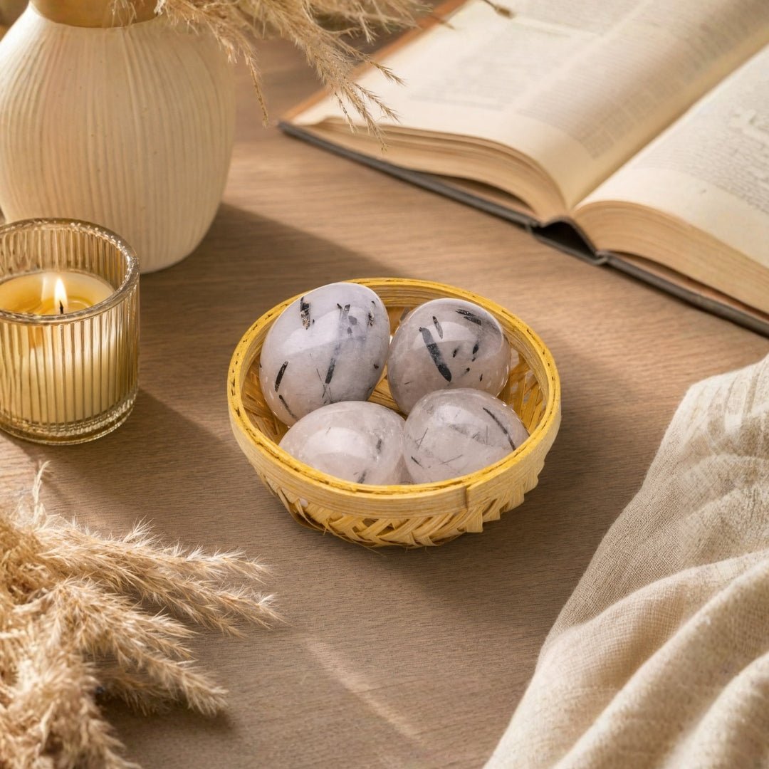 Rutilated Quartz Tumbled Stone Pebbles - plusvalueindia
