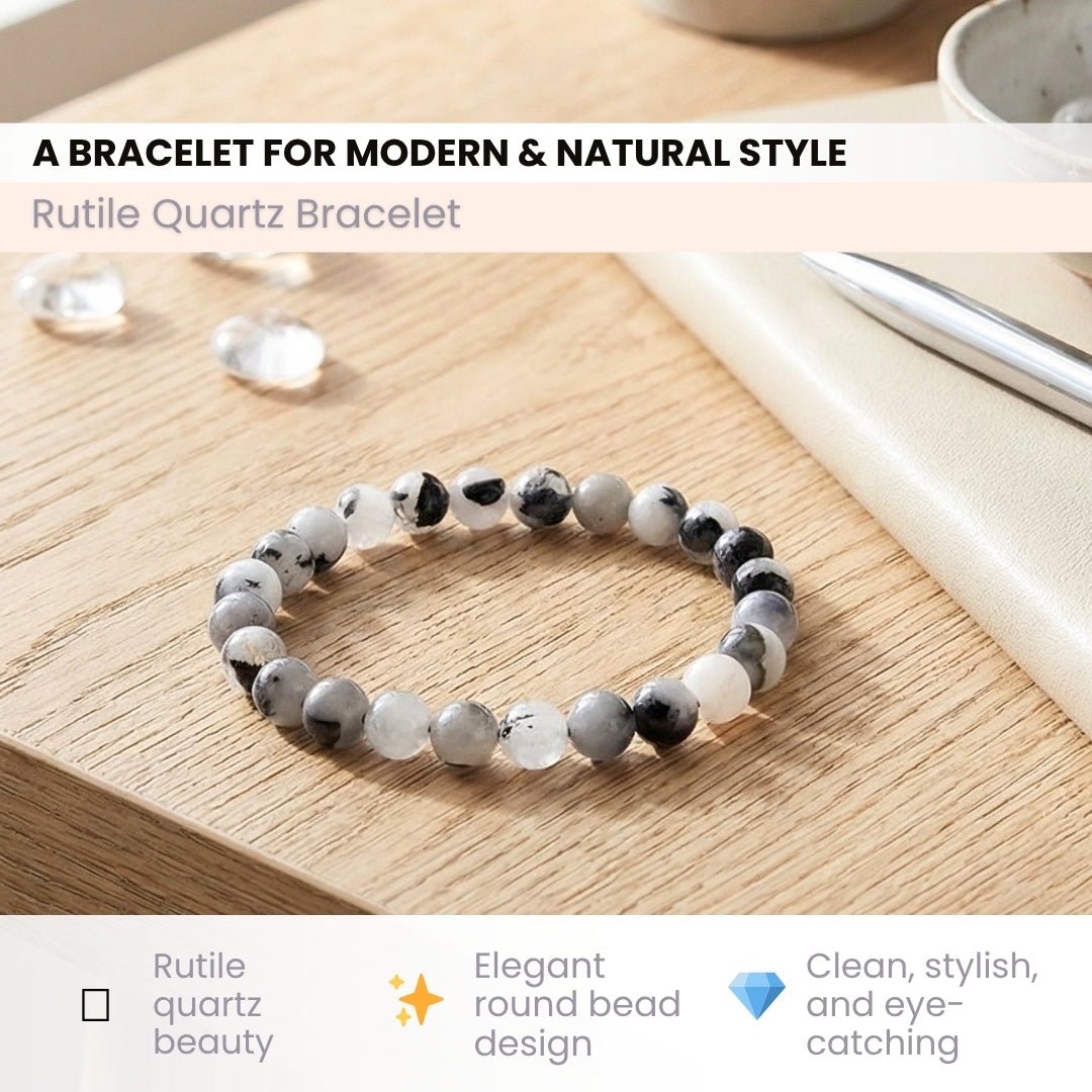 Rutile Quartz Bracelet for Men Women - plusvalueindia