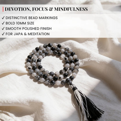 Traditional durable hand-knotted thread construction securing each substantial 10 mm Rutile Quartz bead