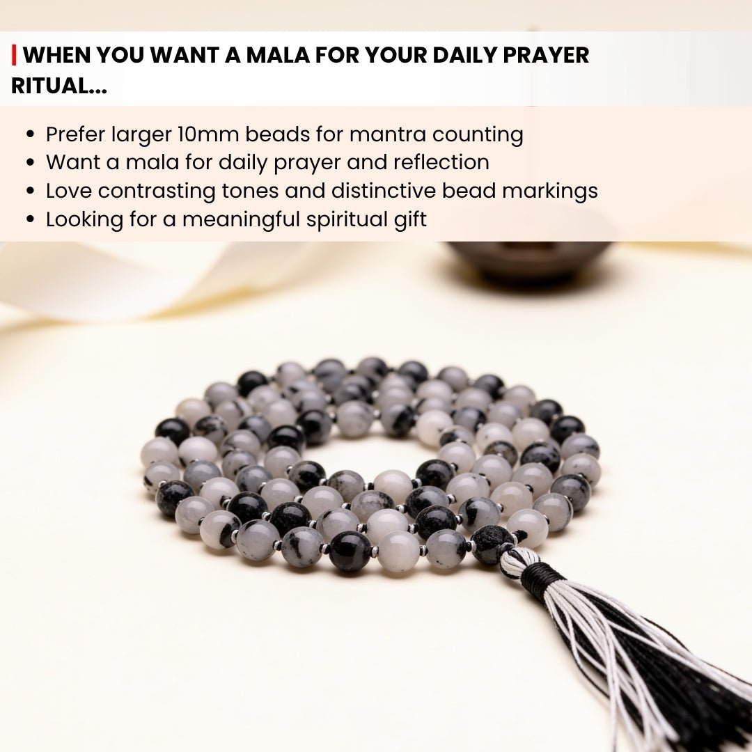 10 mm bead diameter scale measurement diagram for large-bead Rutile Quartz japa mala
