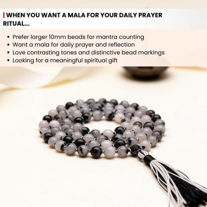 10 mm bead diameter scale measurement diagram for large-bead Rutile Quartz japa mala