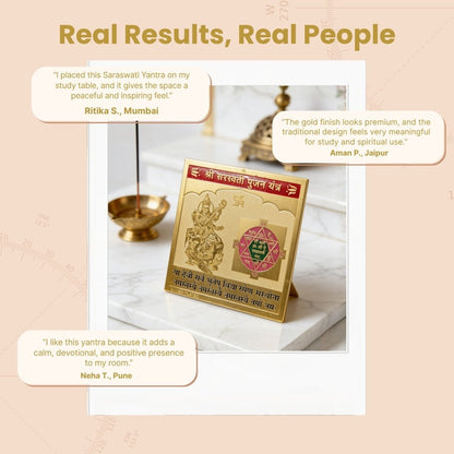 Saraswati Vastu Yantra Students Educations, Studies, Classes [Size 3 x 3 Inches, Multi Colour] - plusvalueindia