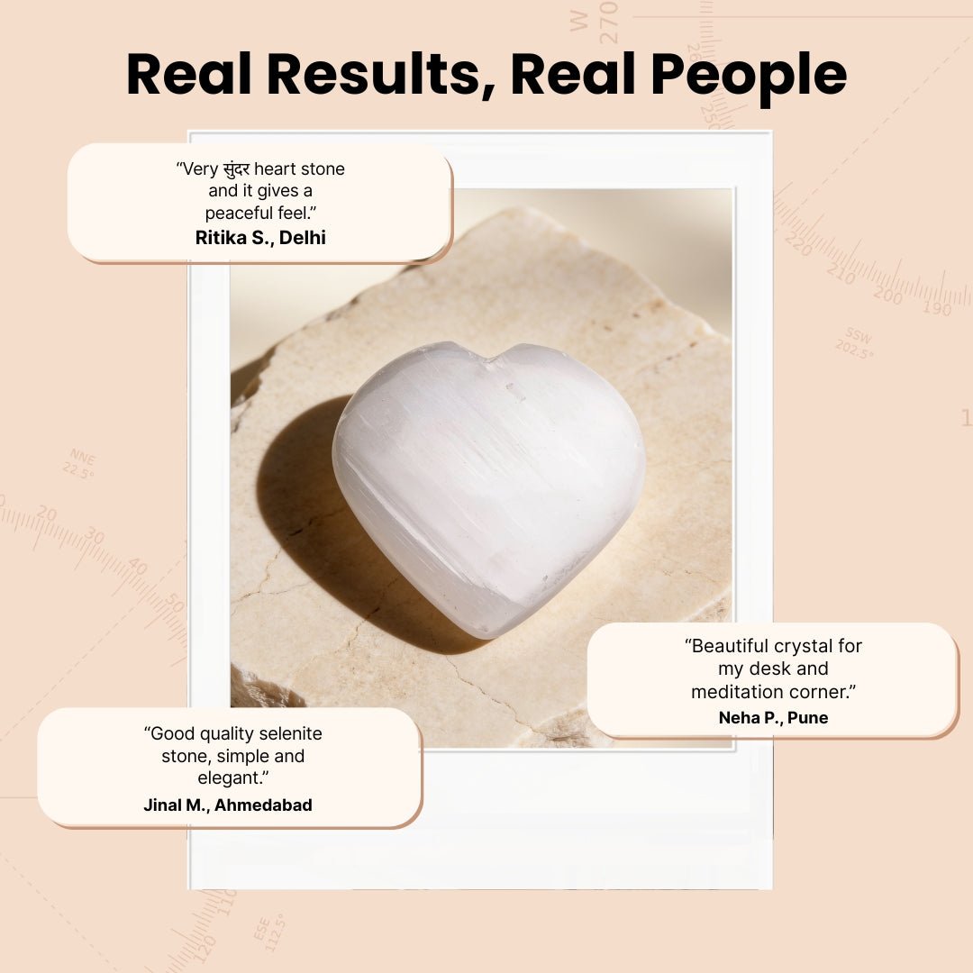 heart-shaped selenite traditionally associated with calm and emotional balance