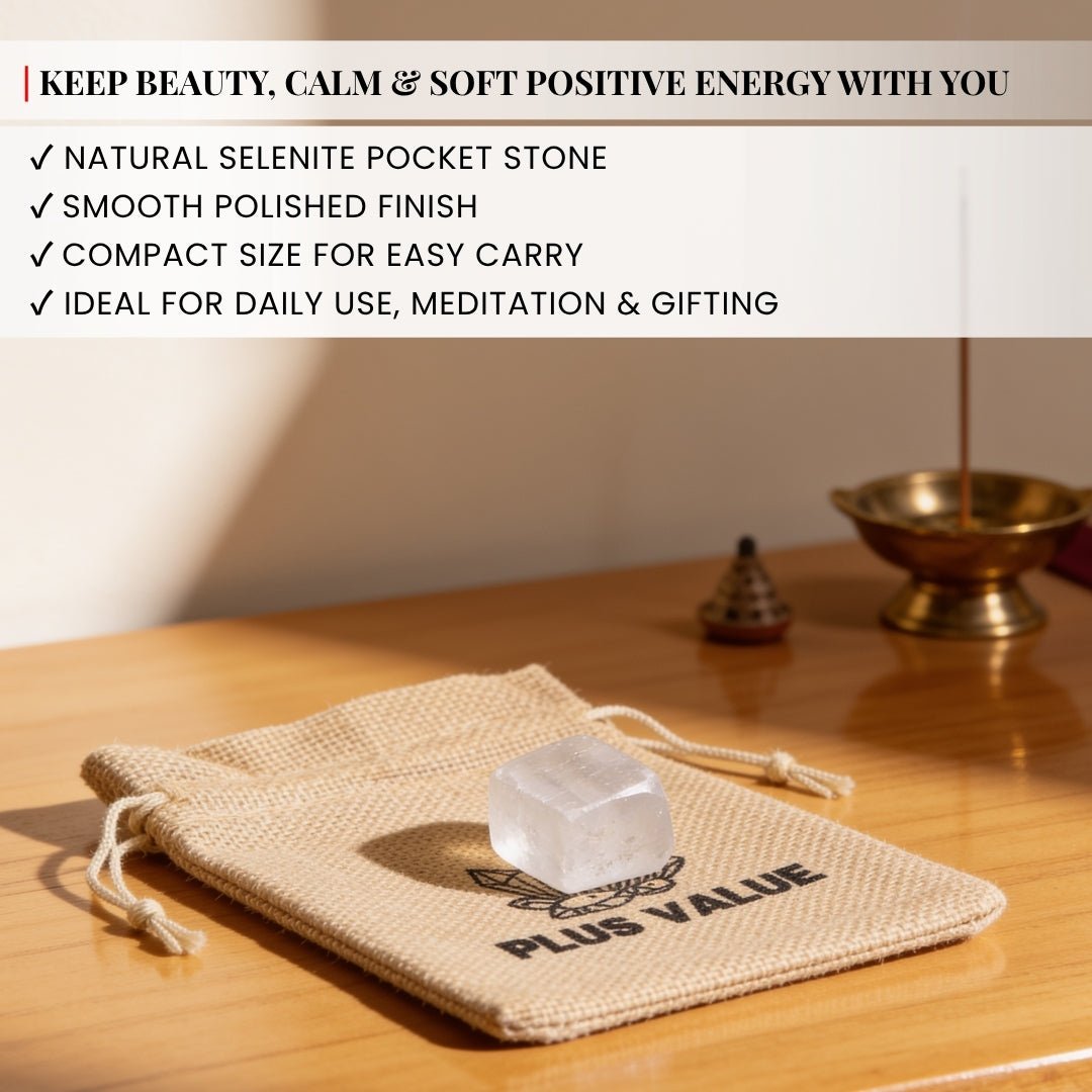 Selenite Pocket Stone -Your personal companion - plusvalueindia