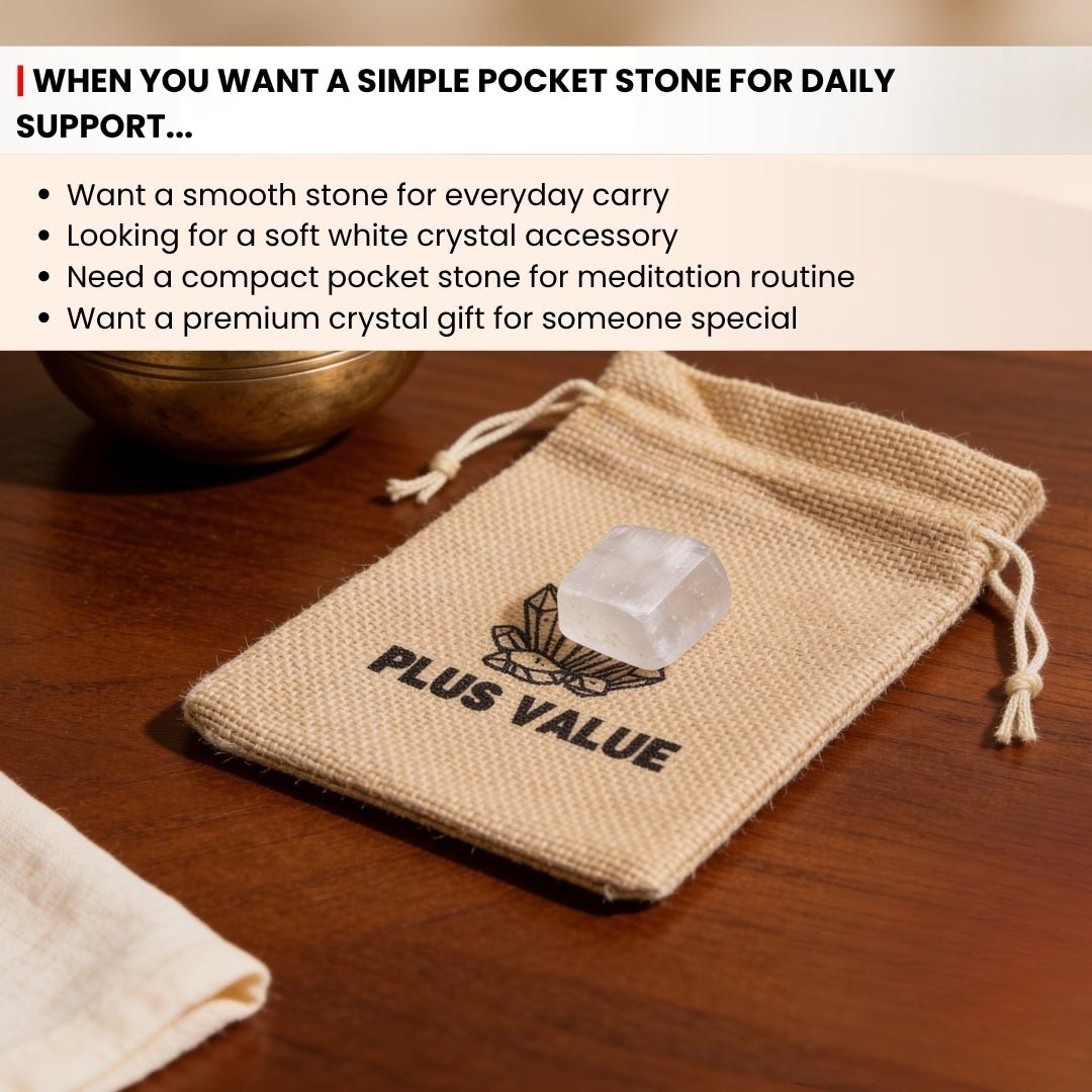 Selenite Pocket Stone -Your personal companion - plusvalueindia