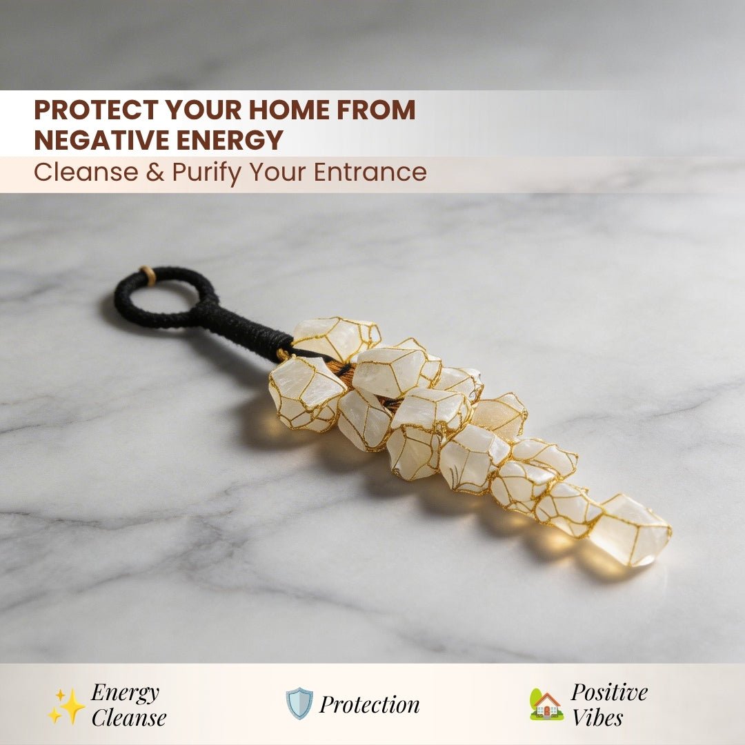 Selenite Stone Crystal Door Hanging for Protection from Negative Energy at Home & Office - plusvalueindia