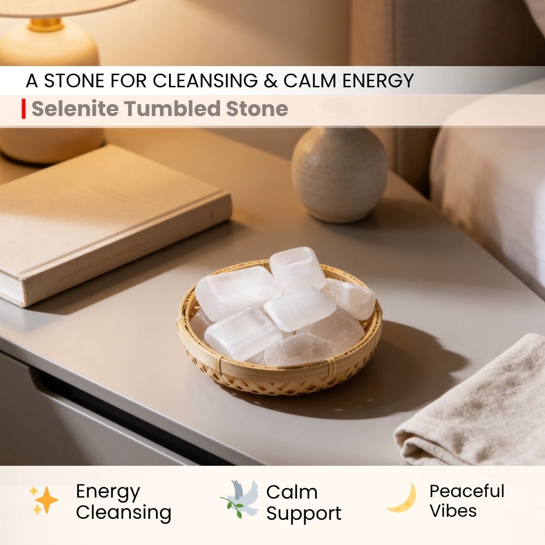 Selenite Tumbled Stone Pebbles - plusvalueindia