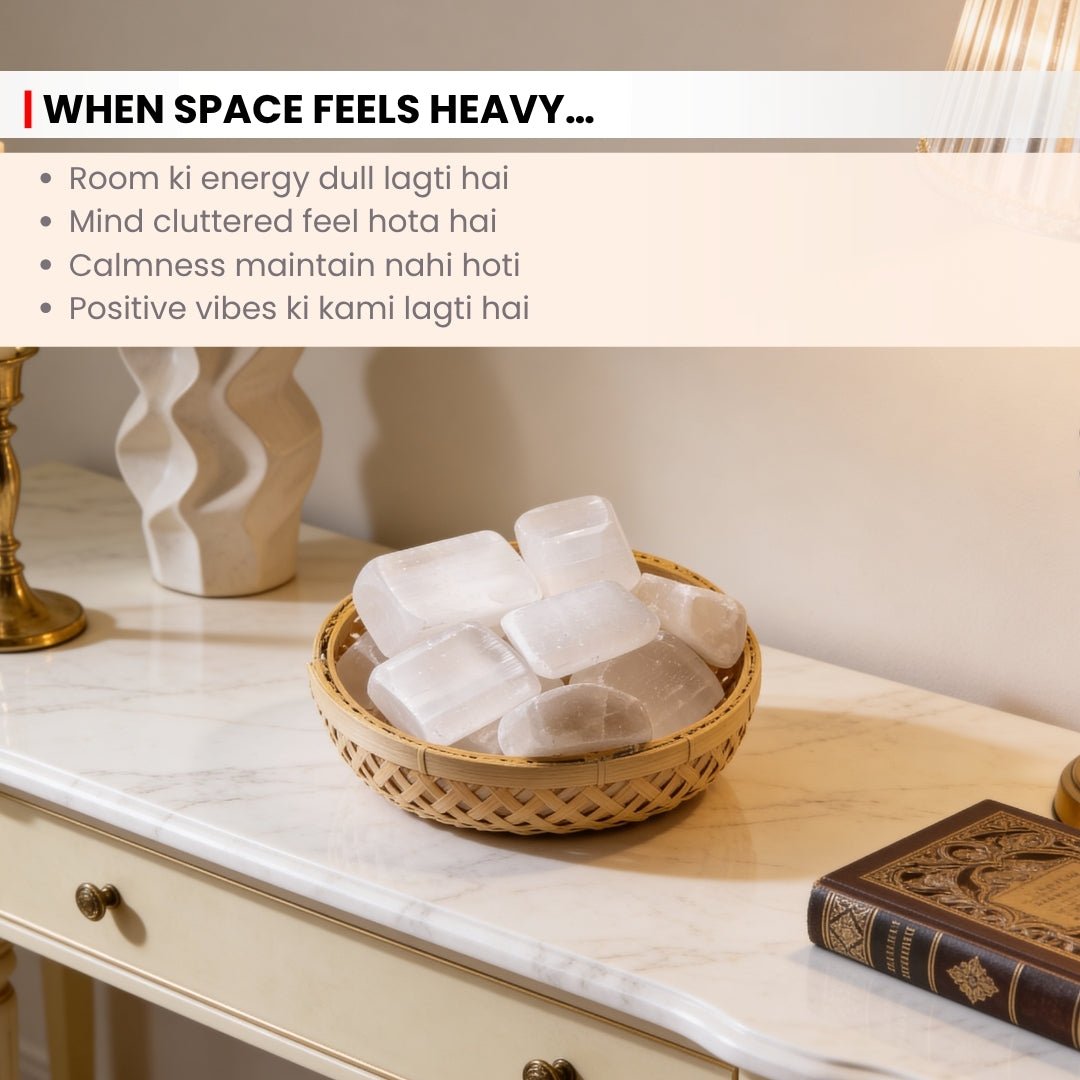 Selenite Tumbled Stone Pebbles - plusvalueindia