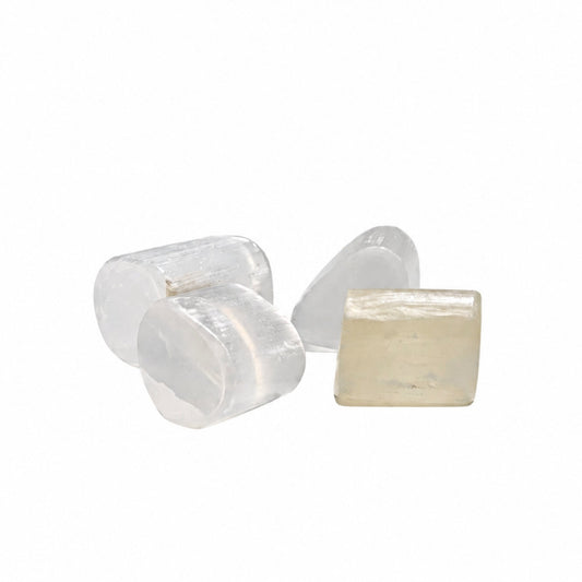 Set of four natural Selenite Vastu corner crystals designed for space cleansing and room energetic sealing