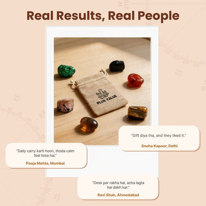 Set of 7 Seven Chakra Crystal Stones Bag - plusvalueindia