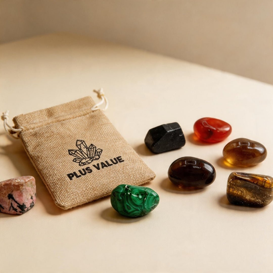 Set of 7 Seven Chakra Crystal Stones Bag - plusvalueindia