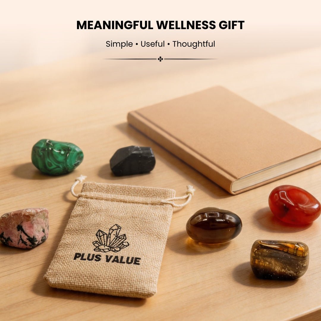 Set of 7 Seven Chakra Crystal Stones Bag - plusvalueindia